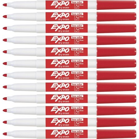 EXPO Dry-erase Markers, Fine Point, Nontoxic, 12/DZ, Red SAN86002